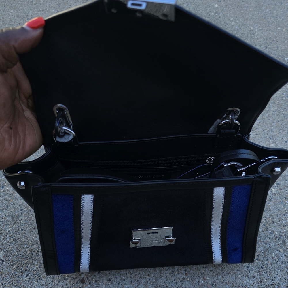 Michael Kors Stylish Black and Blue Velvet Original  Leather  Handbag Medium - Picture 8 of 12